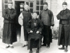 03.11.1931. First visit of Paul Gilson to the Father Lebbe Ankwo. Seated: Rev. Sun, vicar apostolic of Ankwo, standing from left to right: Raymond Jaegher, Father Lebbe, Nicolas Wenders and Paul Gilson.   [Album II Photo 119. Neg: IV 34]