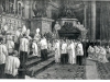 Copie d\'un tableau peint par C. Mezzana  et représentant le sacre des 6 premiers évêques chinois par Pie XI à Rome le 28.10.1926. Dans le groupe debout dans le fond à droite, on reconnaît le Père Lebbe (second à partir de la droite).  [Album I, Photo 81. Nég: X 2]